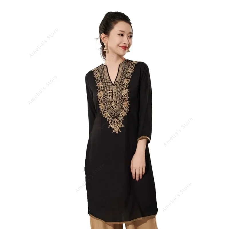 Summer Clothing Pakistan - Blusa de Algodón Bordada Tradicional India