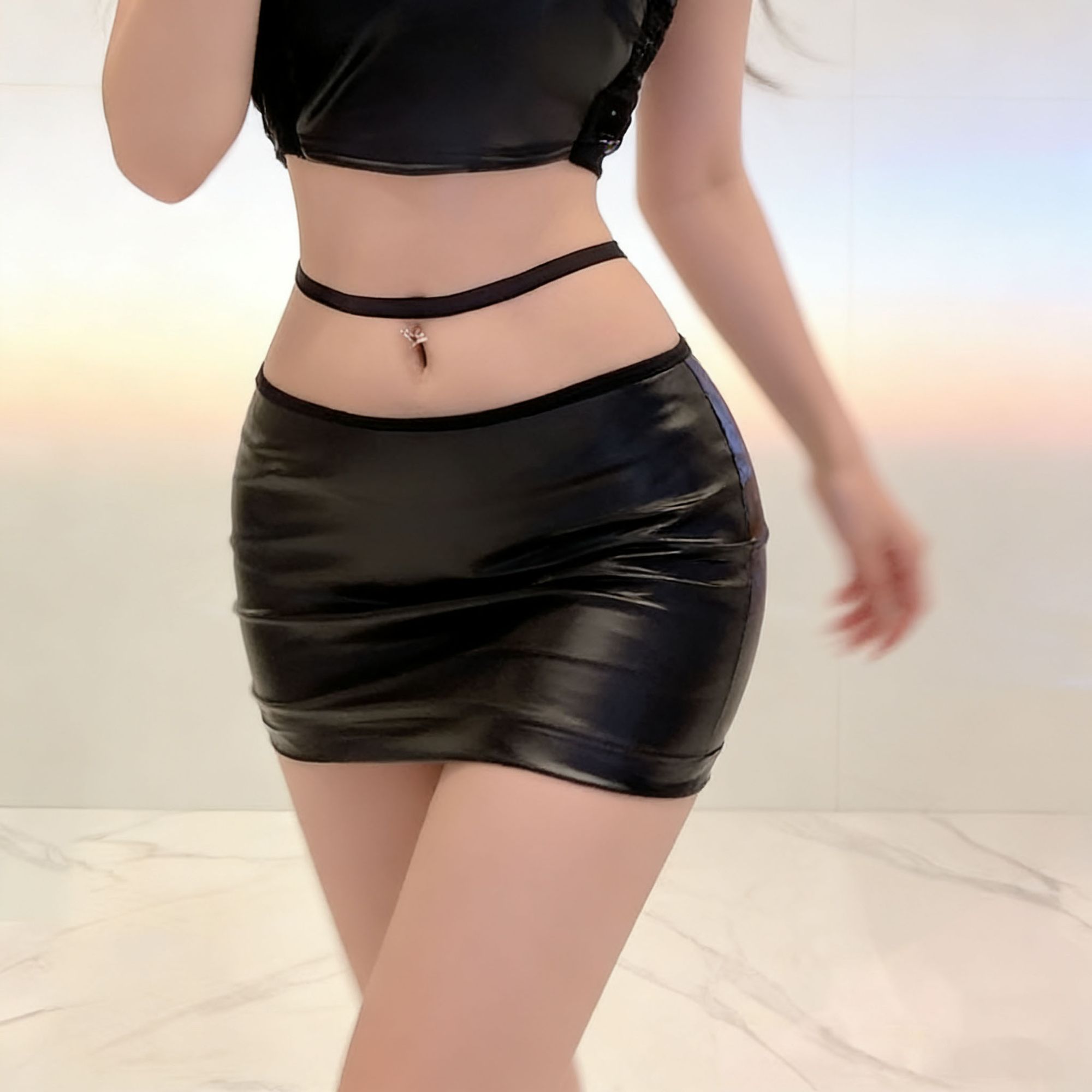 Summer Clothing Wraps - Falda Cruzada de PU Sexy de